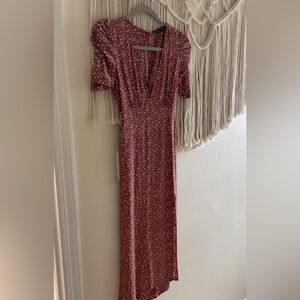 Abercrombie & Fitch Red Polka Dot Maxi Dress